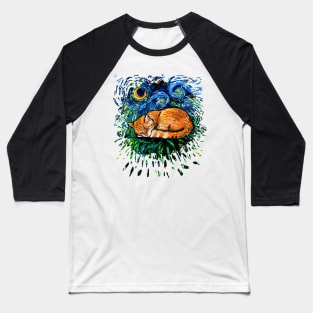 Orange Tabby Night Baseball T-Shirt